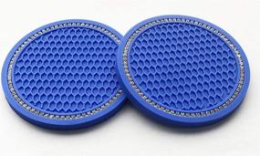 img 1 attached to 💎 Blue License Plate Frame and 2 Universal Bling Cup Holder Coasters - Car Interior Accessories with Silicone Anti-Slip Crystal Rhinestone Design (2.75 inch) - Universal Fit (Blue Bling)