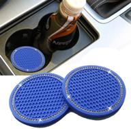 license plate framex blue 2pcs universal vehicle bling cup holder insert coaster car interior accessories-2 logo