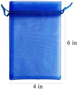 img 2 attached to 🎁 Pimuza Pack of 50 Royal Blue 4x6 Inch Gift Wrap Bags: Organza Sheer Fabric Drawstring Organizer for Baby Shower Favor, Celebration, Church and More