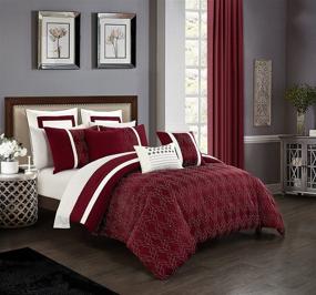 img 3 attached to Chic Home Comforter Jacquard Geometric Bedding and Comforters & Sets