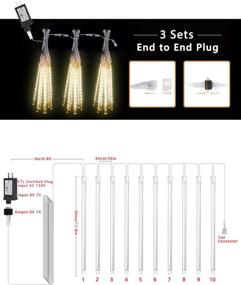 img 3 attached to 🌟 240 LED Raindrop Lights Meteor Shower Icicle Lights in Warm White - Timer & Cascading Function for Holiday Party Christmas Decorations