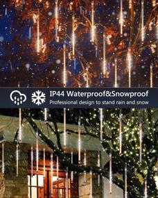 img 2 attached to 🌟 240 LED Raindrop Lights Meteor Shower Icicle Lights in Warm White - Timer & Cascading Function for Holiday Party Christmas Decorations