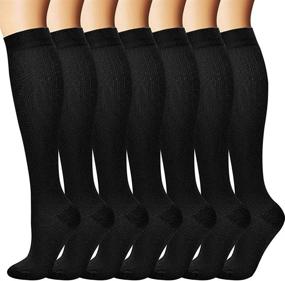 img 4 attached to 🧦 Top-Rated Compression Socks (7 Pairs) for Optimal Support in Athletics, Running, Flight Travel - 15-20mmHg for Men & Women