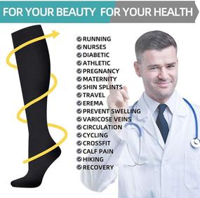 img 1 attached to 🧦 Top-Rated Compression Socks (7 Pairs) for Optimal Support in Athletics, Running, Flight Travel - 15-20mmHg for Men & Women