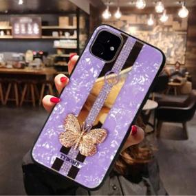 img 3 attached to 💎 Aulzaju Bling Glitter Sparkle Rhinestone Butterfly Diamond Case for iPhone 12 Pro Max - Stylish, Cute, Fashionable, and Protective Cover for Girls and Women