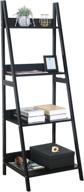 📚 industrial 4 tier black bookshelf - greenforest ladder shelf for living room, home office storage rack shelves logo