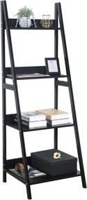 img 4 attached to 📚 Industrial 4 Tier Black Bookshelf - GreenForest Ladder Shelf for Living Room, Home Office Storage Rack Shelves