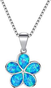 img 4 attached to Stunning CiNily Opal Leaf/Flower Pendant Silver Plated Necklace: Ideal Women's Jewelry Gift