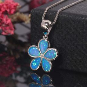 img 3 attached to Stunning CiNily Opal Leaf/Flower Pendant Silver Plated Necklace: Ideal Women's Jewelry Gift