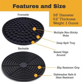 img 3 attached to Premium Large Drink Coasters: Moisture Absorption and Table Protection - Set of 6 Modern Black Rubber Coasters with Non-Slip Bottom for Drinking Glasses