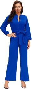 img 1 attached to 👗 Ophestin Womens Long Sleeve Wide Leg Jumpsuit with Belt - Ideal for Work and Stylish Rompers