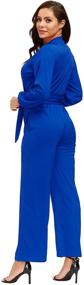 img 3 attached to 👗 Ophestin Womens Long Sleeve Wide Leg Jumpsuit with Belt - Ideal for Work and Stylish Rompers