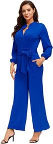 img 2 attached to 👗 Ophestin Womens Long Sleeve Wide Leg Jumpsuit with Belt - Ideal for Work and Stylish Rompers