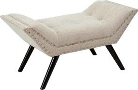 img 4 attached to 🪑 Almond Rosalynn Tufted Fabric Ottoman Bench by Christopher Knight Home