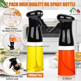 img 3 attached to 🍶 2Pack Set Oil Sprayer for Cooking: Versatile Olive Oil and Vinegar Dispenser Spray - Food Grade PET Plastic Bottle - Ideal for Air Fryer, BBQ, Salad, Baking - 7oz/200ml in Black