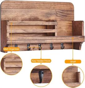 img 3 attached to 📦 Rustic Wood Wall Organizer: Mail Holder, Key Hooks, and Floating Shelf – Perfect for Entryways, Bedrooms, Living Rooms, and Kitchens!