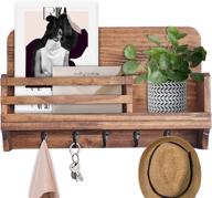 📦 rustic wood wall organizer: mail holder, key hooks, and floating shelf – perfect for entryways, bedrooms, living rooms, and kitchens! логотип