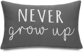 img 1 attached to Trivenee Tex Never Grow Up Funny Embroidered Decorative Lumbar Throw Pillow Cover - Dark Grey, 12x20 Inch