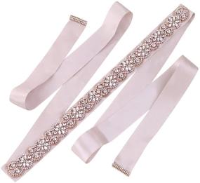 img 4 attached to FANGZHIDI Crystal Champagne 💎 Bridal Wedding Sash with Rhinestone Beading