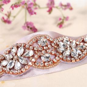 img 2 attached to FANGZHIDI Crystal Champagne 💎 Bridal Wedding Sash with Rhinestone Beading