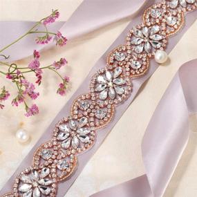 img 3 attached to FANGZHIDI Crystal Champagne 💎 Bridal Wedding Sash with Rhinestone Beading