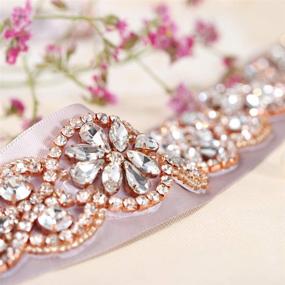 img 1 attached to FANGZHIDI Crystal Champagne 💎 Bridal Wedding Sash with Rhinestone Beading