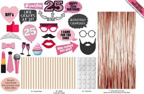 img 3 attached to 25th Birthday Photo Props Set with Backdrop and Real Glitter - Rose Gold Party Supplies and Decorations - Ideal for 25th Anniversary Celebrations - Twenty Five Bday Party Ideas