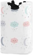 🌙 orezi smiling clouds moon stars laundry hamper: waterproof and foldable bag with handles for baby nursery, college dorms, kids bedroom, bathroom логотип