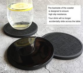 img 1 attached to 🖤 Premium Set of 6-Pack Black Absorbent Coasters with Holder - Silicone Coasters with Soft Felt Insert