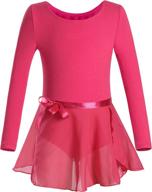 👧 danshow girls team basic long sleeve leotard with skirt: kid dance ballet tutu dress for style and comfort logo