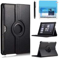 📱 360 degree rotating stand case for samsung galaxy tab 2 10.1 inch tablet (gt-p5100 gt-p5110 gt-p5113) - full protective cover with stylus pen and screen film (black) logo