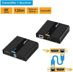 img 3 attached to 🔌 Набор gofanco HDMI Extender Over IP Ethernet - От 1 до многих или через один кабель Cat6 с дистанционным управлением IR - До 395 футов (120 м) UHD 4K @ 60 Гц (HDBitT4Kv2)