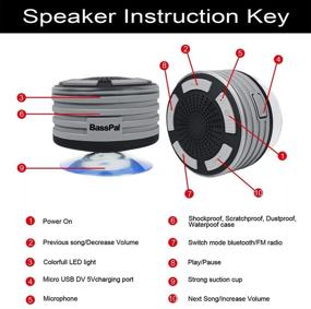 img 1 attached to БассПал Душевые радио - IPX7 водонепроницаемый портативный беспроводной динамик Bluetooth с LED-настроением, супербасовым звуком HD для душа, бассейнов, пляжей, кухонь и на открытом воздухе