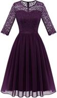 🌸 berylove vintage floral lace long sleeve scoop neck swing dress for women - ideal for cocktail parties logo