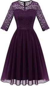 img 4 attached to 🌸 BeryLove Vintage Floral Lace Long Sleeve Scoop Neck Swing Dress for Women - Ideal for Cocktail Parties