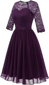 img 3 attached to 🌸 BeryLove Vintage Floral Lace Long Sleeve Scoop Neck Swing Dress for Women - Ideal for Cocktail Parties