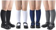 🧦 epeius 4 pack girls knee high cotton school uniform socks: seamless & over the calf, for kids logo