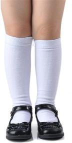img 3 attached to 🧦 EPEIUS 4 Pack Girls Knee High Cotton School Uniform Socks: Seamless & Over the Calf, for Kids