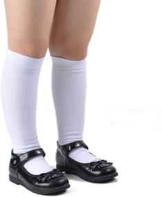 img 1 attached to 🧦 EPEIUS 4 Pack Girls Knee High Cotton School Uniform Socks: Seamless & Over the Calf, for Kids