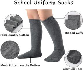 img 2 attached to 🧦 EPEIUS 4 Pack Girls Knee High Cotton School Uniform Socks: Seamless & Over the Calf, for Kids