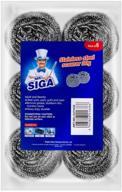 high-quality mr.siga stainless steel scourer, 🧽 pack of 6, 30g: ultimate cleaning companion logo