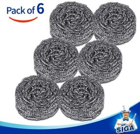 img 3 attached to High-Quality MR.SIGA Stainless Steel Scourer, 🧽 Pack of 6, 30g: Ultimate Cleaning Companion
