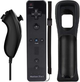 img 4 attached to Black Wii Nunchuck Remote Controller with Motion Plus for Wii and Wii U Console, Shock Function Wii Remote Controller
