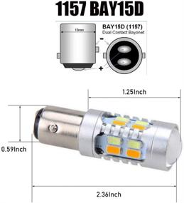 img 2 attached to 🌟 BLYILYB 2-пак 1157 BAY15D переключаемых сигнальных ламп с светодиодами - оранжевые/белые, 20 SMD 5730, 6000-6500K, 3.8W, 12V, супер яркие 1000 люмен, тормозной светильник