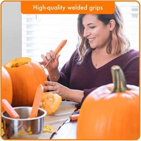 img 1 attached to 🎃 Complete Professional Pumpkin Carving Kit - Extra Large Stainless Steel Tools (4 Pieces) - Perfect Pumpkin Carver Set for Adults & Kids, Sculpting & Decorating Halloween Party