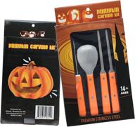 🎃 complete professional pumpkin carving kit - extra large stainless steel tools (4 pieces) - perfect pumpkin carver set for adults & kids, sculpting & decorating halloween party logo