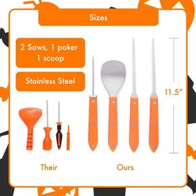 img 3 attached to 🎃 Complete Professional Pumpkin Carving Kit - Extra Large Stainless Steel Tools (4 Pieces) - Perfect Pumpkin Carver Set for Adults & Kids, Sculpting & Decorating Halloween Party