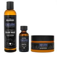 🧔 live bearded: premium 3-step beard grooming kit - executive level - beard wash, beard oil, and beard butter - infused with natural ingredients like shea butter, jojoba oil, and more - promotes beard growth - crafted in the usa logo