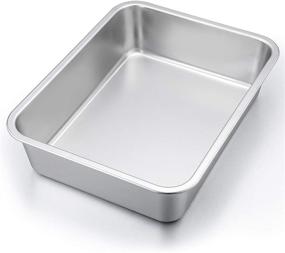 img 4 attached to 🥘 P&P CHEF стальная лазанья, прямоугольная форма для выпечки пирогов и пасты, прочная и долговечная, 12,7”х10”х3,2”, безопасно использовать в духовке и посудомоечной машине.