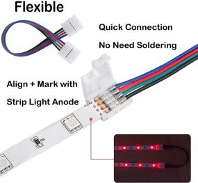 img 2 attached to High-Quality SUPERNIGHT 4 Pin LED Strip Light Connector Kit - Extension Wire, Solderless Connectors, Strip to Strip & Strip to Wire Connector, 90 Degree Connector